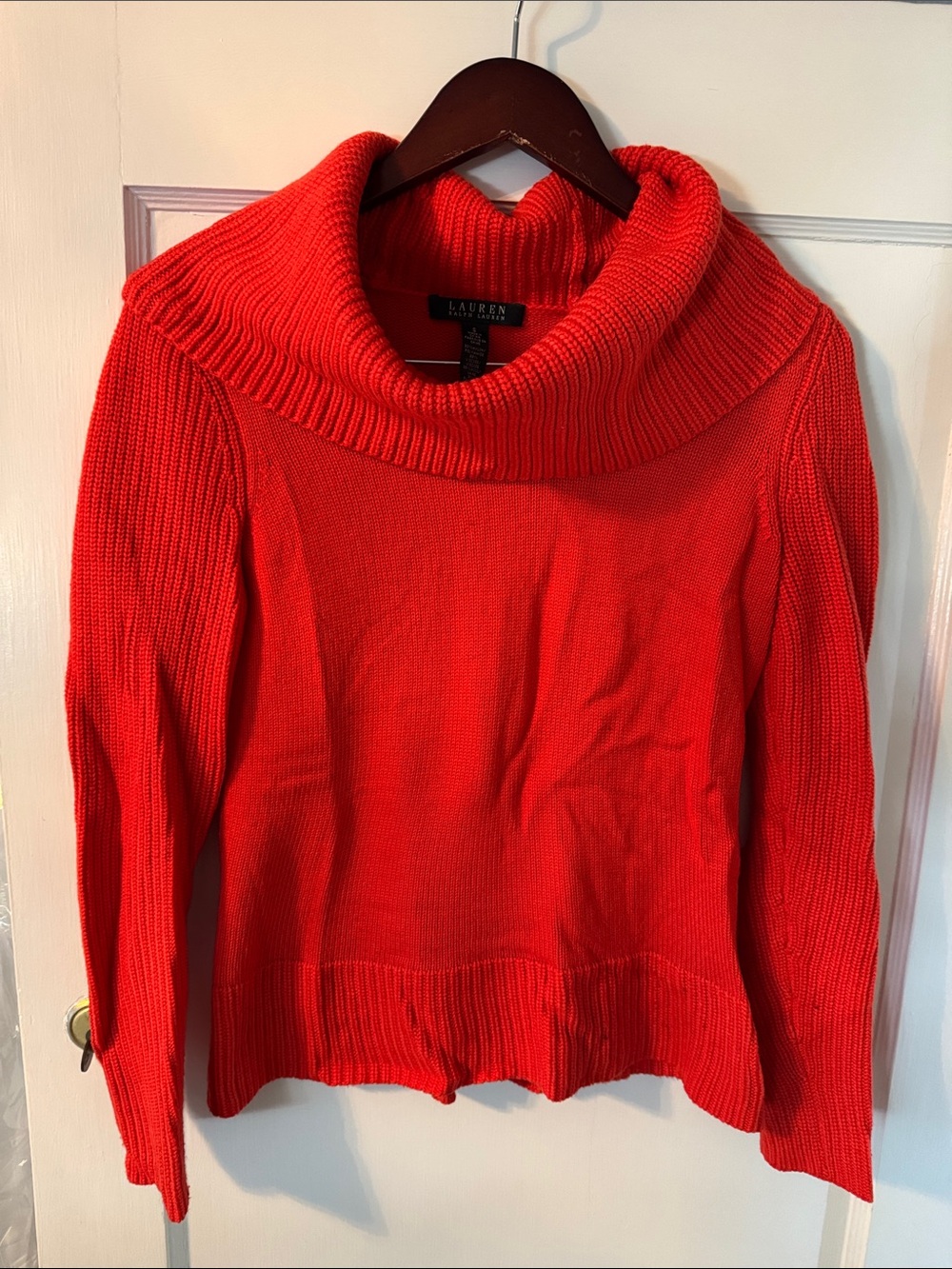 Lauren Ralph Lauren Orange-Red Cowl Neck Sweater
